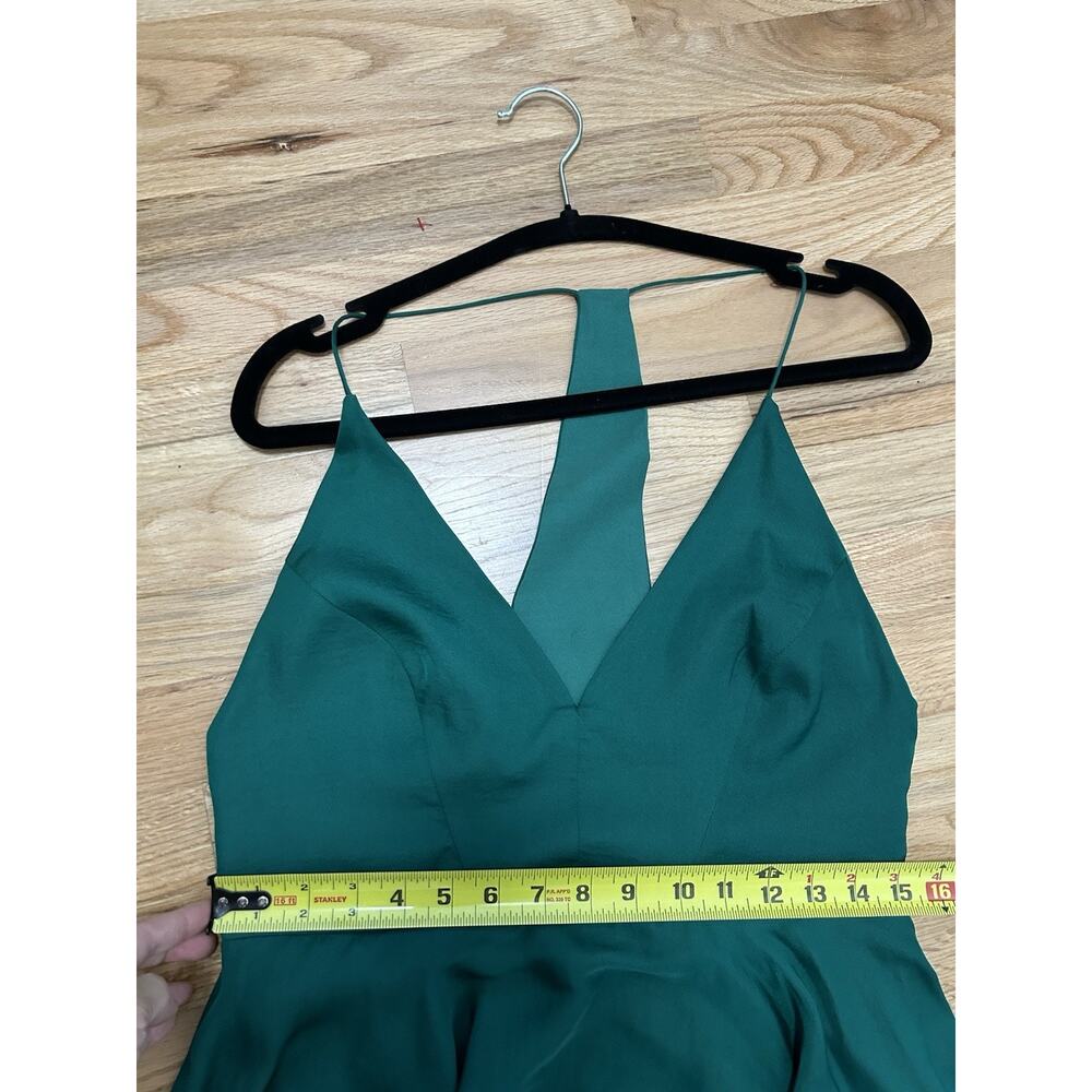 Kimchi Blue Green Emerald Midi Dress Gown Asymmetrical Hem Cocktail Satin Size 8 - Picture 10 of 12
